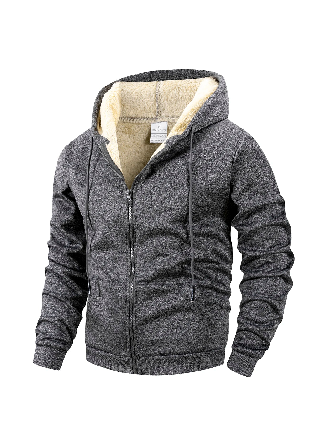 Men's Winter Zipper Jacket Fleece Hooded Coat