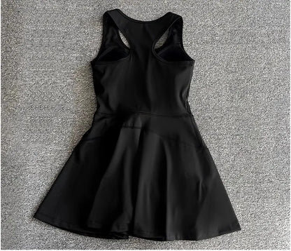 Tennis & Sports Zipper Fitness Dress – High Waist Slim Fit