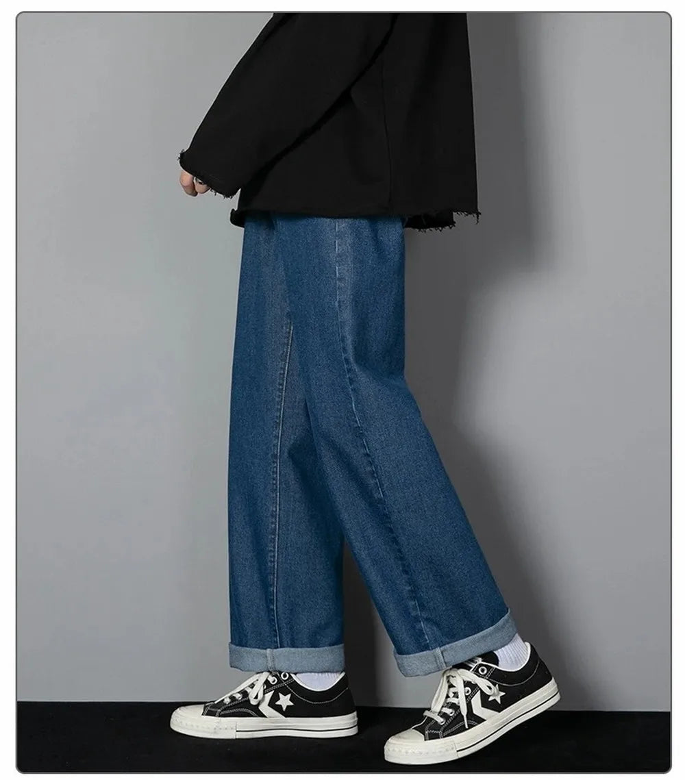 Men's Korean Straight Denim Wide-Leg Jeans