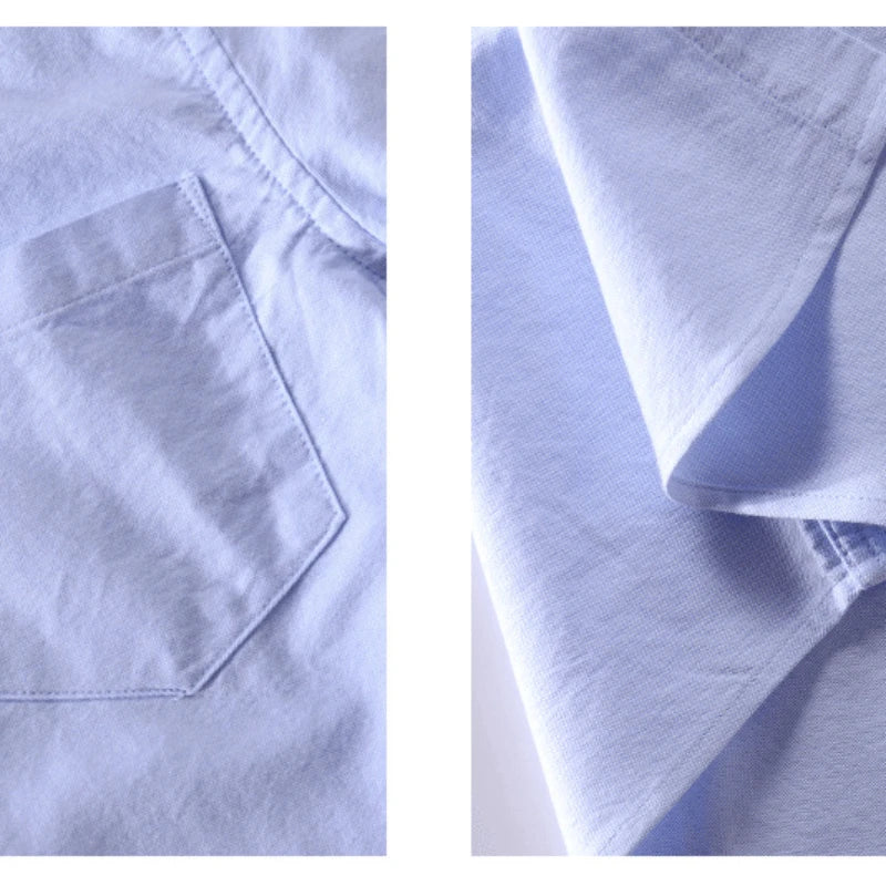 Men’s cotton Oxford shirt, stand collar, casual, comfortable white