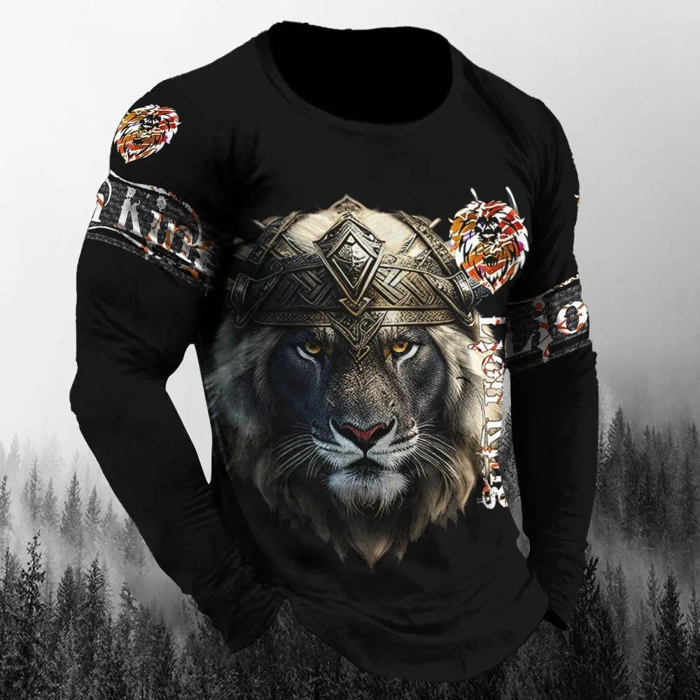 Men’s 3D Animal Wolf Shirt – Trendy Loose Casual Tee