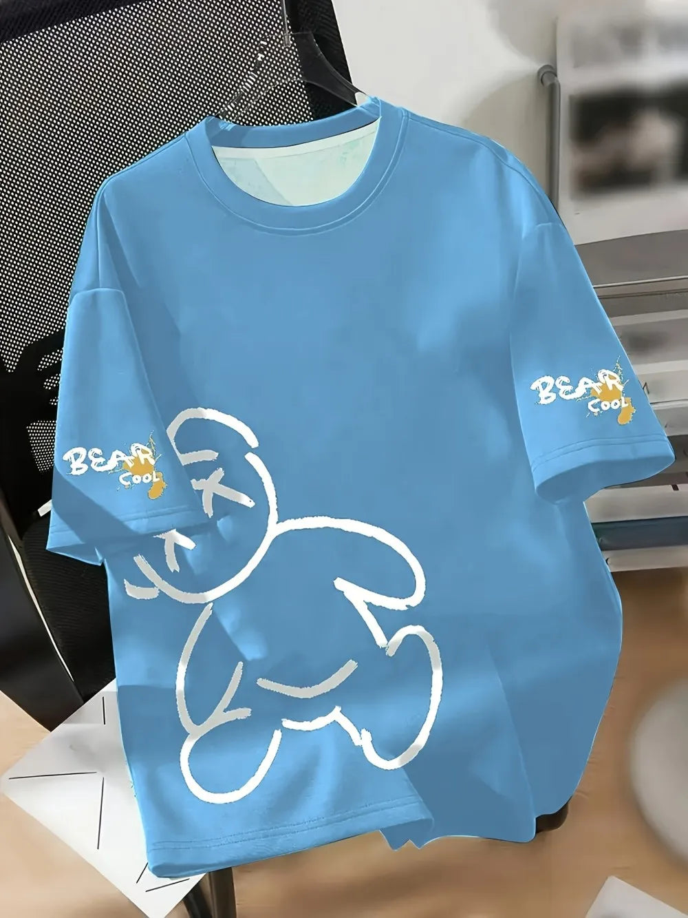 Men's Summer Bear Print T-Shirt – Breathable Casual Tee
