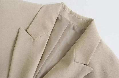 TRZA Women’s Elegant Blazer Coat – Double Breasted Loose Fit