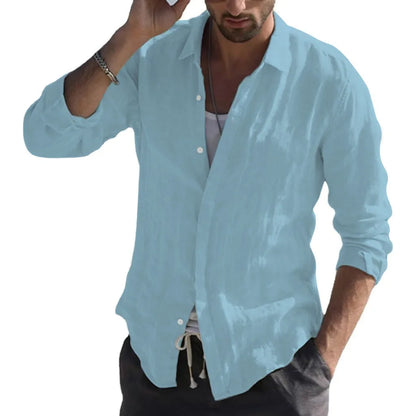 Men's Retro Lapel Cardigan Shirt