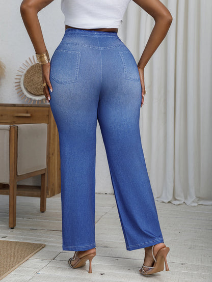 Plus Size Wide Leg Printed Pants – Casual Loose Bottoms