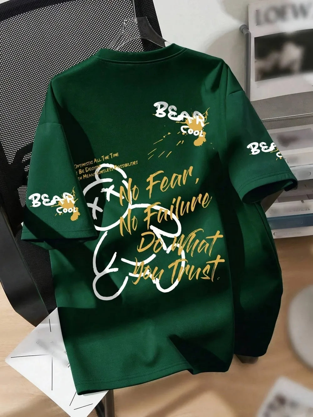 Men's Summer Bear Print T-Shirt – Breathable Casual Tee