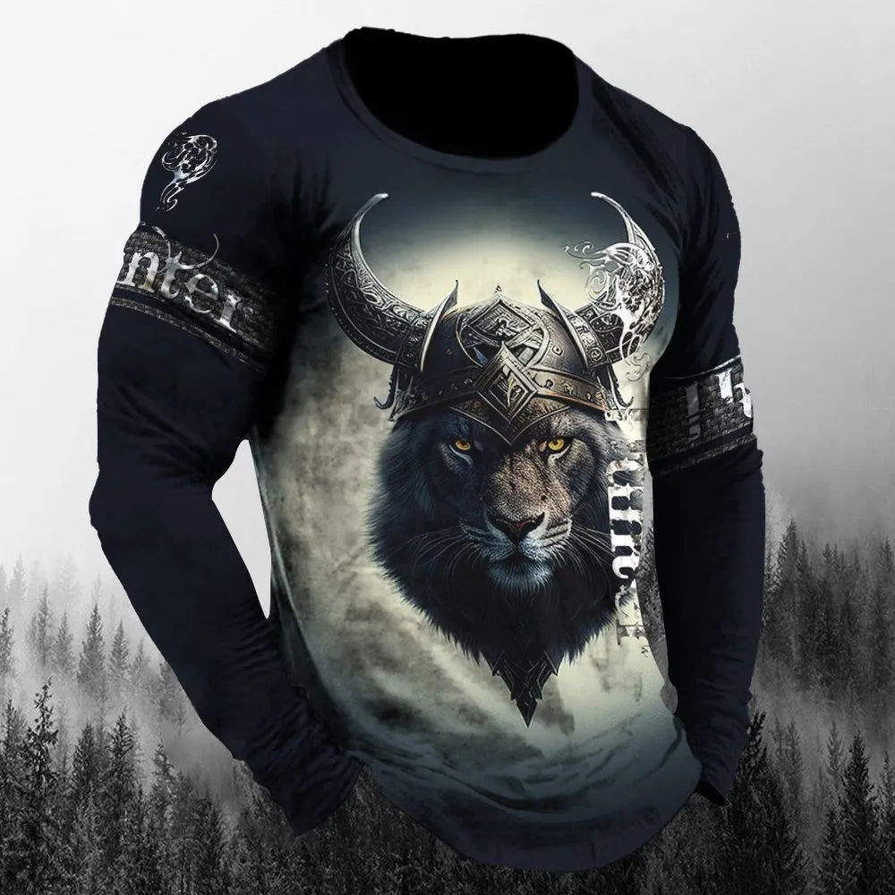 Men’s 3D Animal Wolf Shirt – Trendy Loose Casual Tee