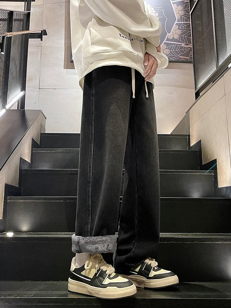 Winter Jeans, Korean Style, Fleece Lined, Warm Denim