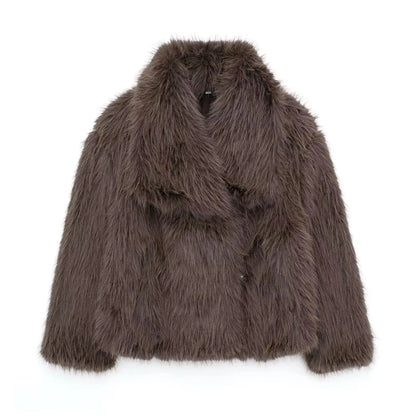 HH Women Faux Fur Coat – Warm Fluffy Jacket