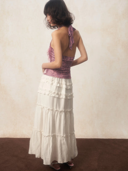 Karrcat Y2K Purple Halter Top – Harajuku Flower Print