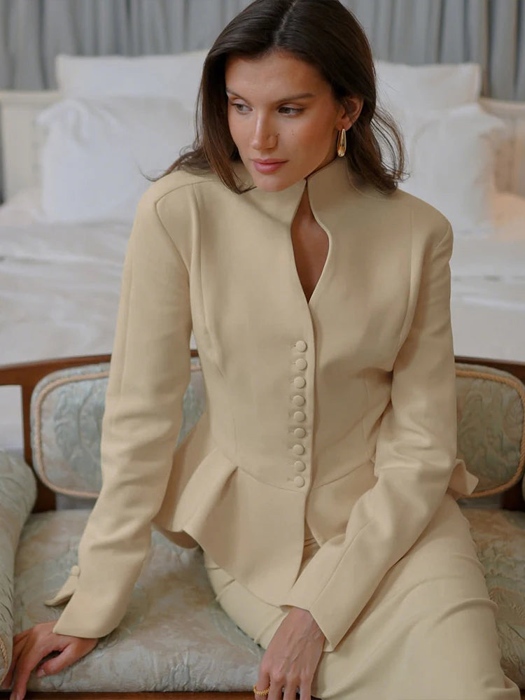 Weird Puss Women's 2-Piece Ruffled Jacket & Skirt