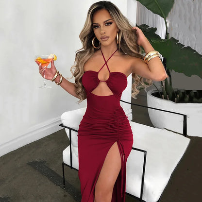 Sleeveless Sexy Midi Backless Slim Club Party Dress