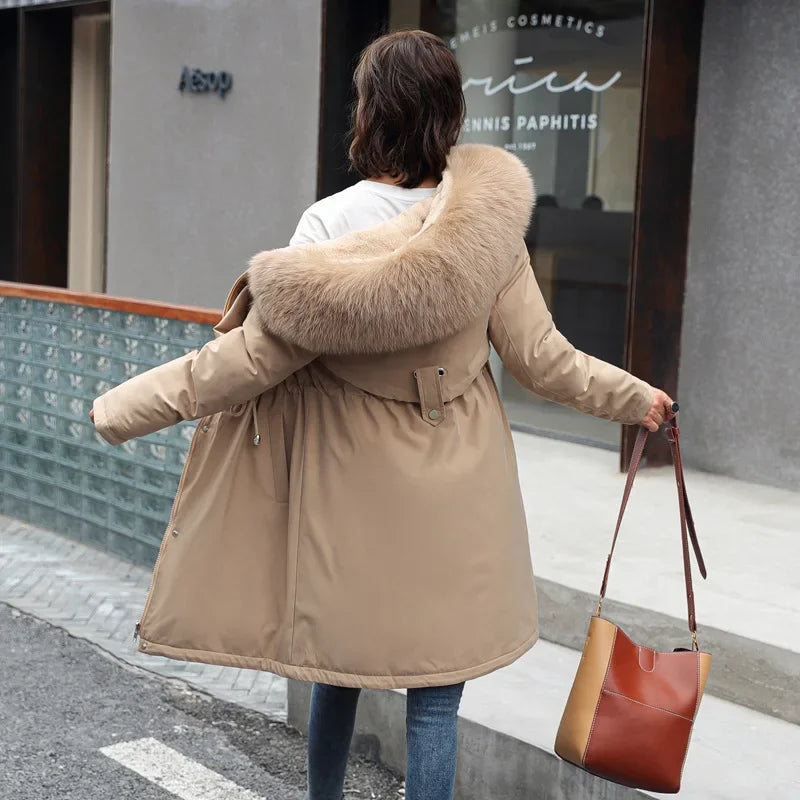 Cozy Winter Jacket, Women Parka, Hooded, Warm, Fur