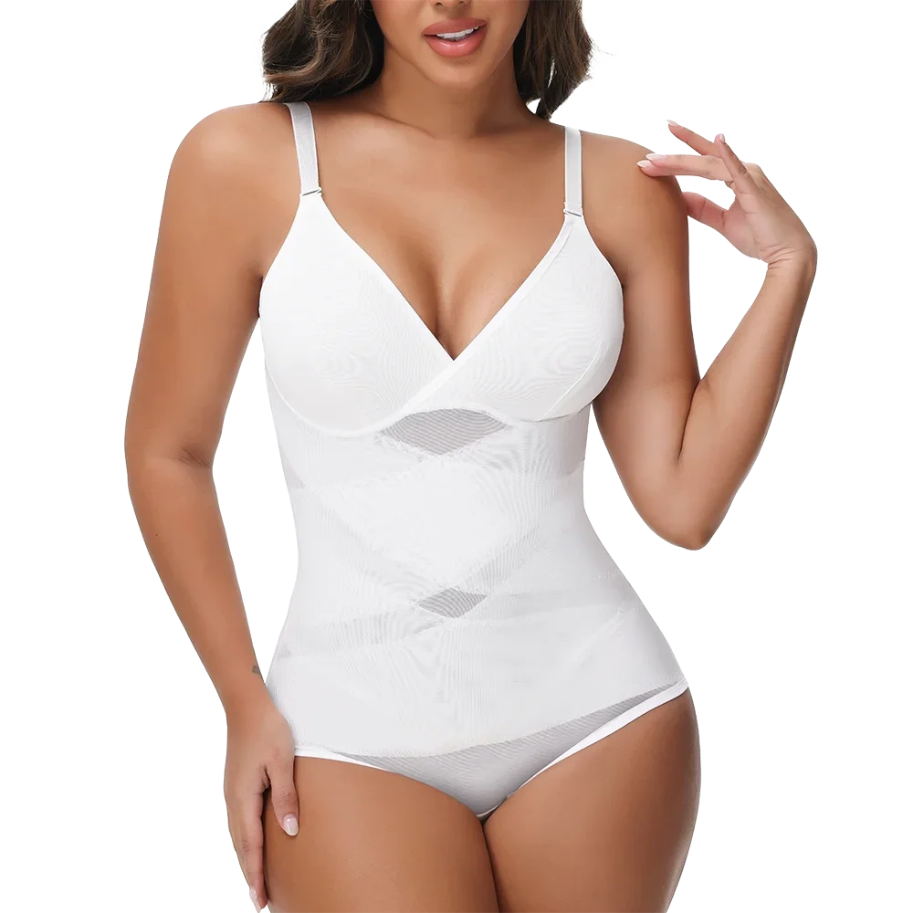 Sexy Cross Waist Bodysuit – Mesh, Breathable, Tummy Control