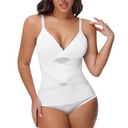 Sexy Cross Waist Bodysuit – Mesh, Breathable, Tummy Control