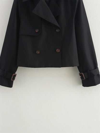 Vintage Cropped Trench Jacket – Women Chic Coat