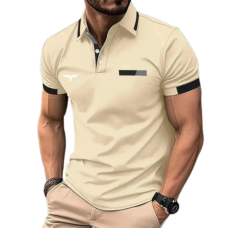 Men's button-up polo shirt, stylish summer wear