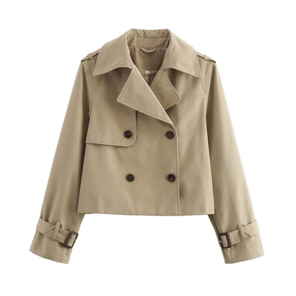 Vintage Cropped Trench Jacket – Women Chic Coat