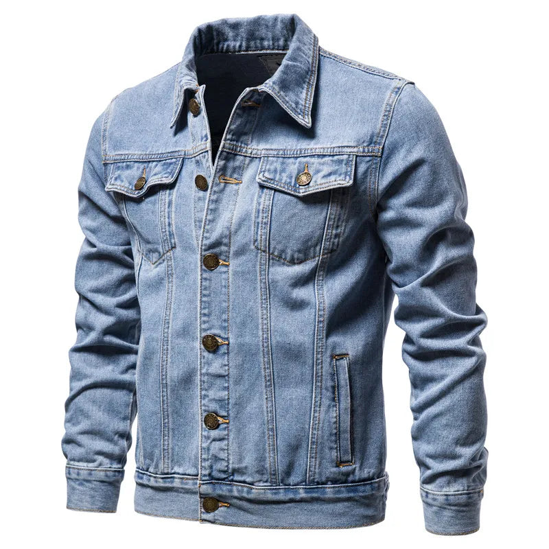 Men's Slim Fit Denim Jacket Vintage Motorcycle Casual Coat