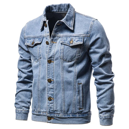 Men's Slim Fit Denim Jacket Vintage Motorcycle Casual Coat