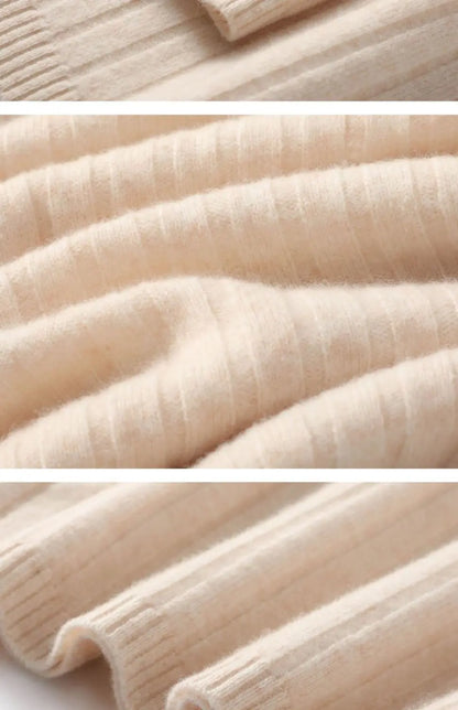 Women V-Neck Knitted Sweater Long Sleeve Top