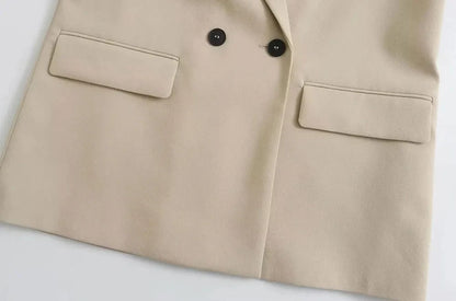 TRZA Women’s Elegant Blazer Coat – Double Breasted Loose Fit