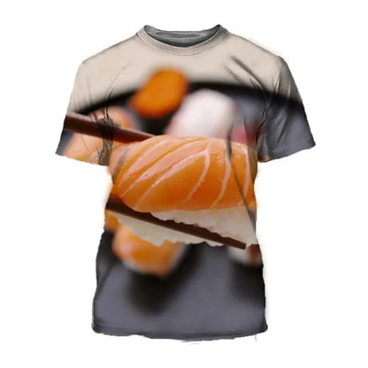 3D Sushi Print Men's T-Shirt – Street Fashion Summer Tee