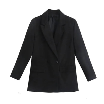 TRZA Women’s Elegant Blazer Coat – Double Breasted Loose Fit