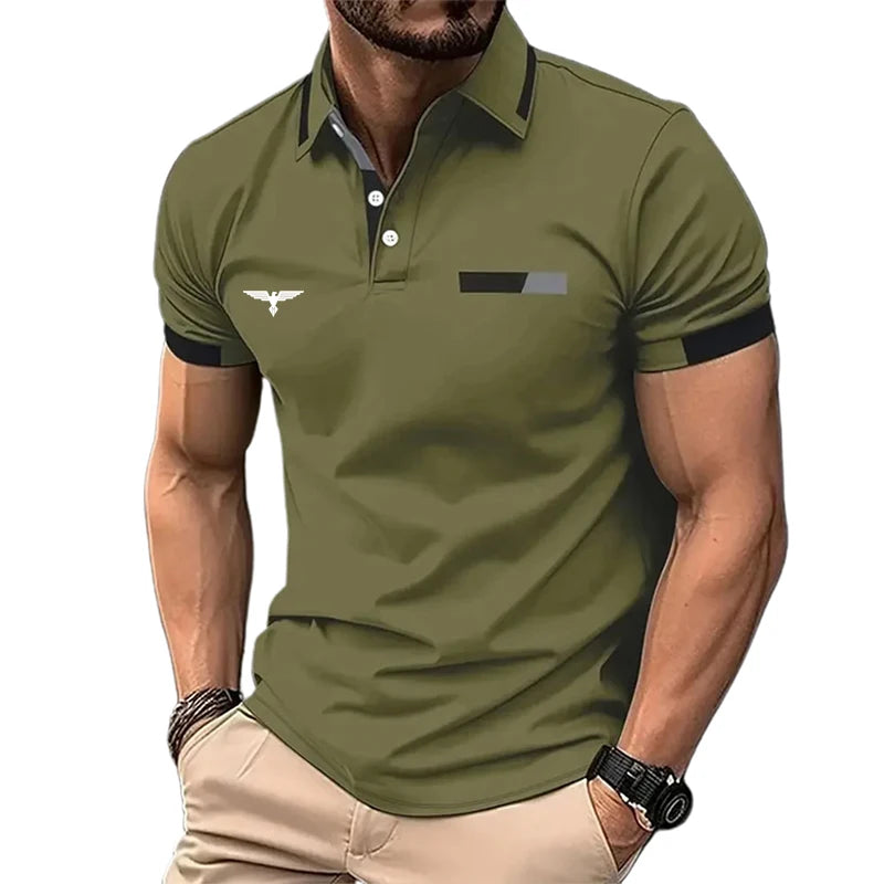 Men's button-up polo shirt, stylish summer wear