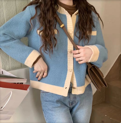 Autumn O-Neck Sweater Cardigan Women Knitted Jacket