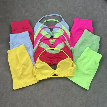 2PCS Women's Yoga Set – Bra & High Waist Shorts