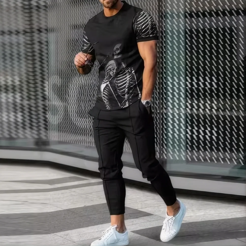 Men's 3D Smile Summer Sports Set – 2-Piece Jogging Outfit