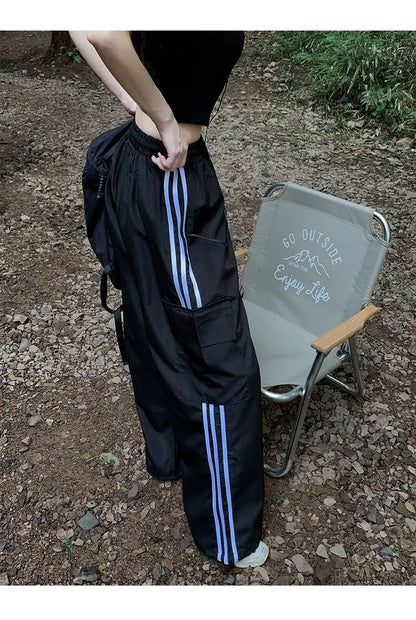 Women Baggy Stripe Cargo Joggers – Y2K Streetwear