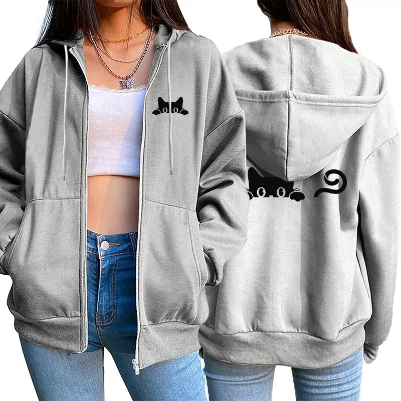 Women Hoodie Zipper Cardigan Casual Fashion Top 2025