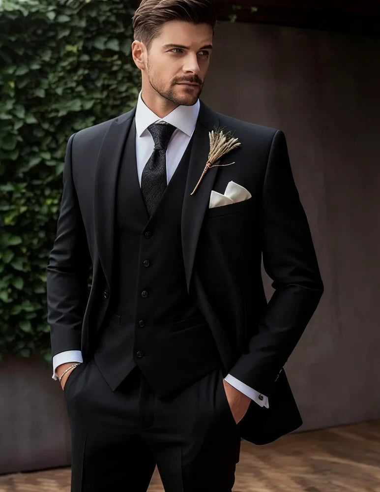 Italian Men's 3-Piece Slim Fit Wedding Suit – Elegant Tuxedo Set