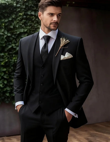 Italian Men's 3-Piece Slim Fit Wedding Suit – Elegant Tuxedo Set