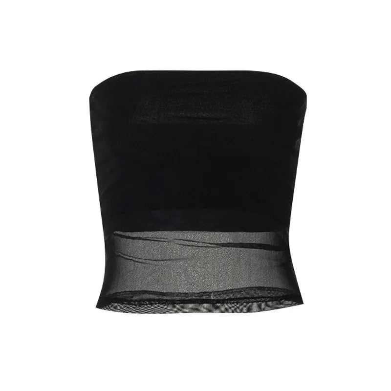 Black Mesh Corset Crop Top – Sexy Sleeveless Summer Tank