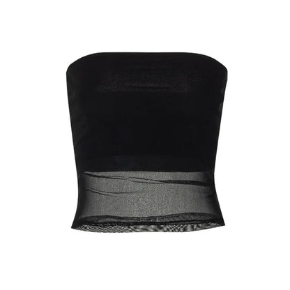 Black Mesh Corset Crop Top – Sexy Sleeveless Summer Tank