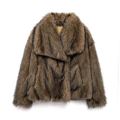 HH Women Faux Fur Coat – Warm Fluffy Jacket