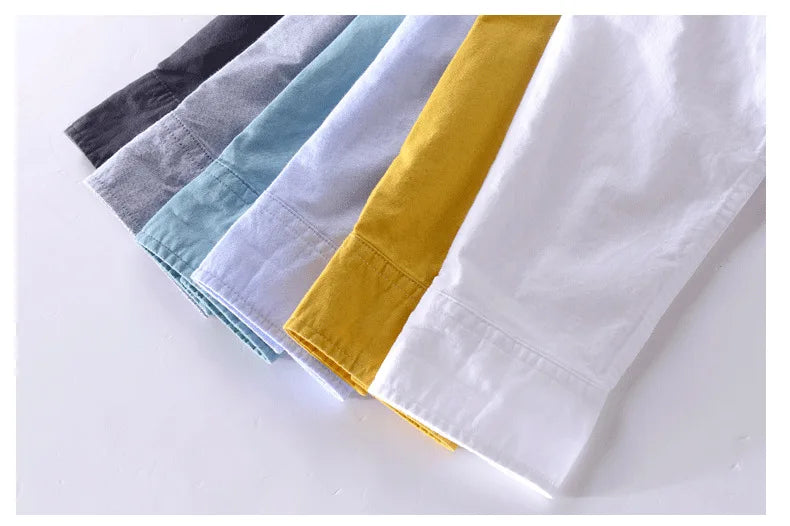 Men’s cotton Oxford shirt, stand collar, casual, comfortable white