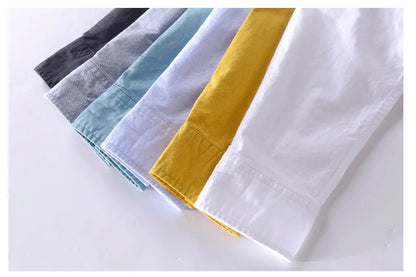 Men’s cotton Oxford shirt, stand collar, casual, comfortable white