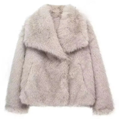 HH Women Faux Fur Coat – Warm Fluffy Jacket