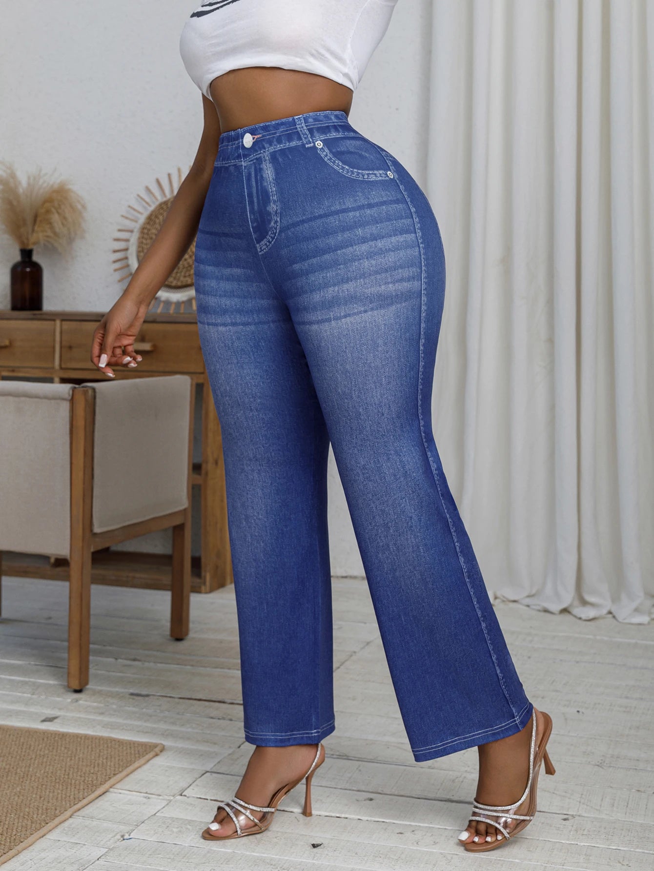 Plus Size Wide Leg Printed Pants – Casual Loose Bottoms