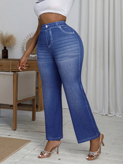 Plus Size Wide Leg Printed Pants – Casual Loose Bottoms