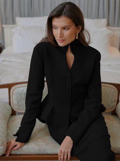 Weird Puss Women's 2-Piece Ruffled Jacket & Skirt