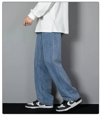 Men's Korean Straight Denim Wide-Leg Jeans