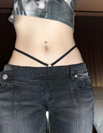 Vintage Low Waist Flare Jeans Korean Grunge Streetwear Denim