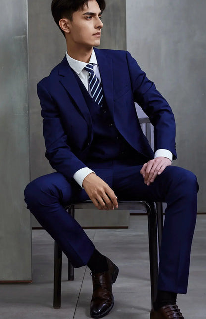 Men's Slim-Fit Business Wedding Suit 3-Piece Gentleman Fashion Set