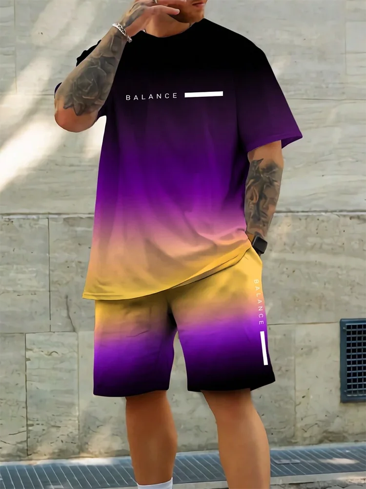 Men's Hawaiian T-Shirt & Shorts Set Beach Outfit