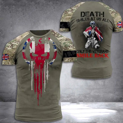 Men’s Summer 3D Camouflage British Flag Tee Fitness Casual Top